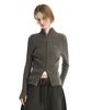 Teulimingbeodeu Tmb High-Neck Knit Zip-Up Cardigan [ Khaki Gray ]