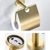 Acessórios de Banheiro Gancho para Roupão Anel para Toalha Porta Escova de Banheiro Caixa de Sabão Porta Papel Higiênico Dourado Escovado para Banheiro