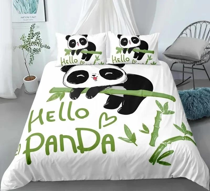 

Luxury New 3D Print Panda Comfortable Duvet Quilt Cover Pillowcase Bedding Set Children Bedroom Decoration Home Textile 70x133cm 2pcs