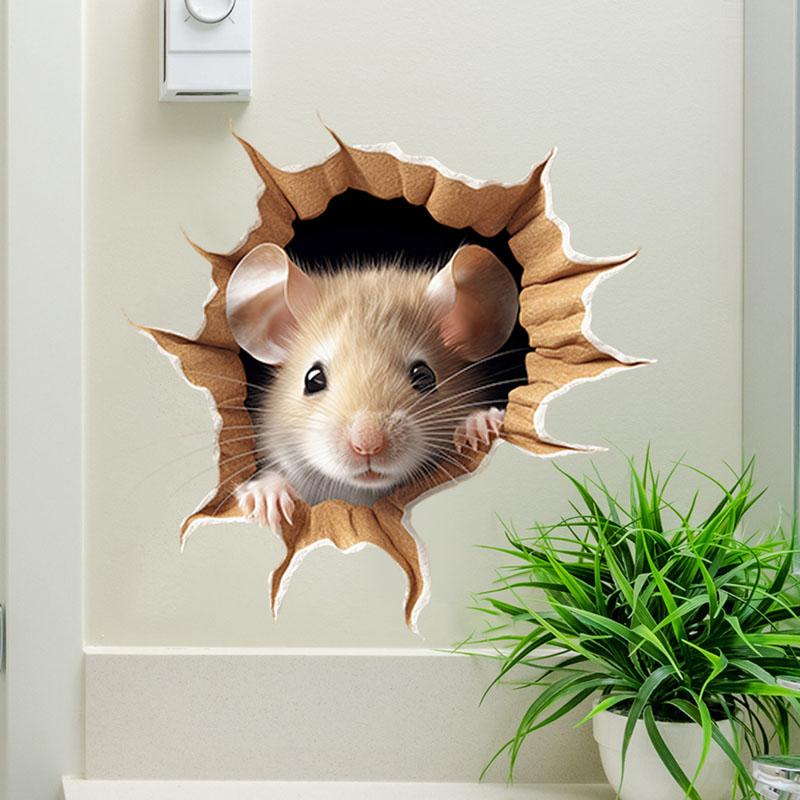 3D Personalised Mouse Sticker Animals Home Decor Living Room Wall Stickers