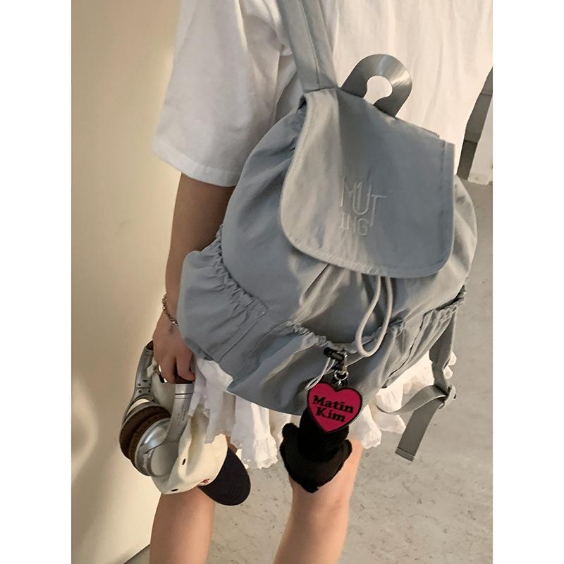 

Casual nylon canvas backpack bag women s 2025 new fashion letter backpack college wind large capacity schoolbag светло-синий