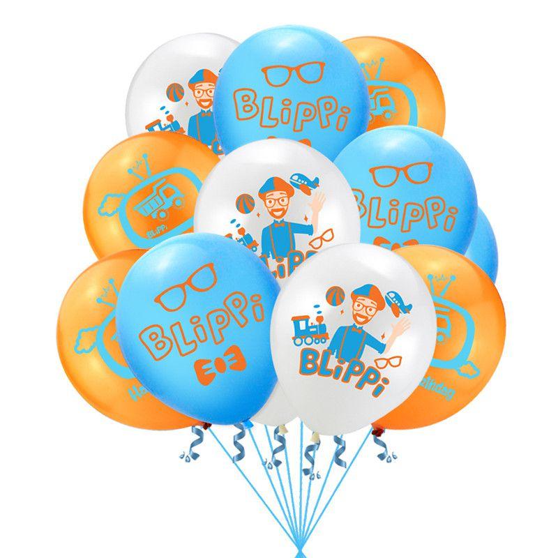 Blippi 12" 12pcs Latex Balloons Party Supplies Decor Kids Birthday Shower Baby
