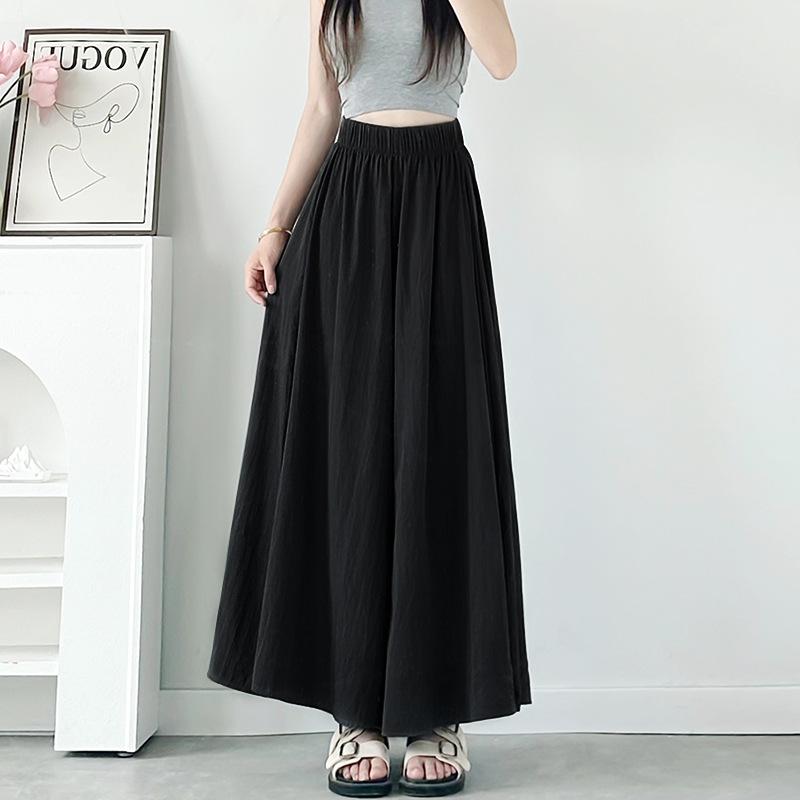 New Summer Thin High-waisted A-shaped Casual Wide-leg Pants Pleated Skirt Pants