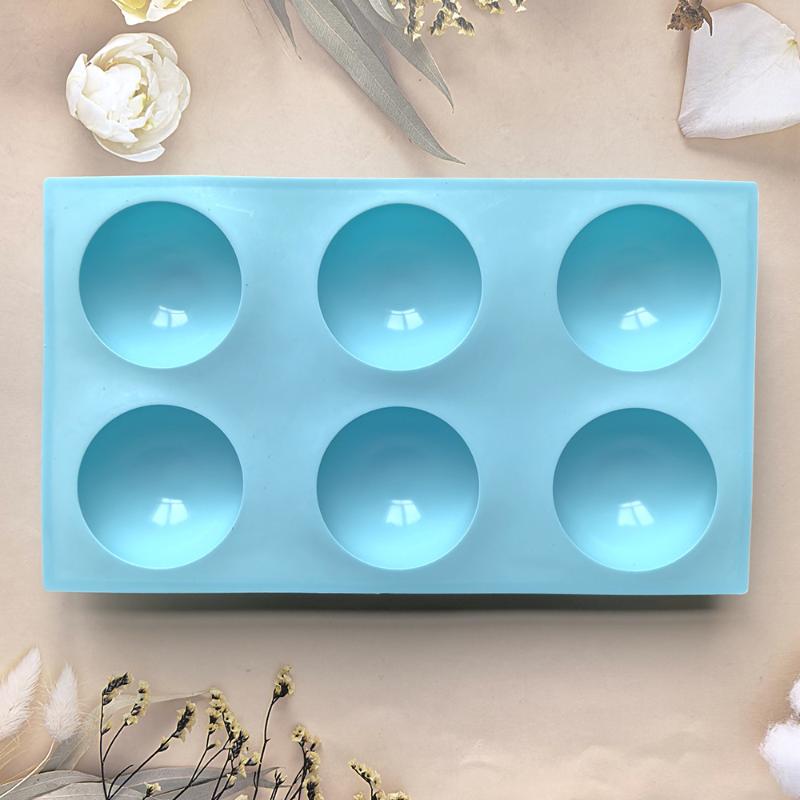 6 Holes Circular Footprint Silicone Baking Mold Reusable BPA Free Mould for Fondant Cookie Pudding Home DIY Baking