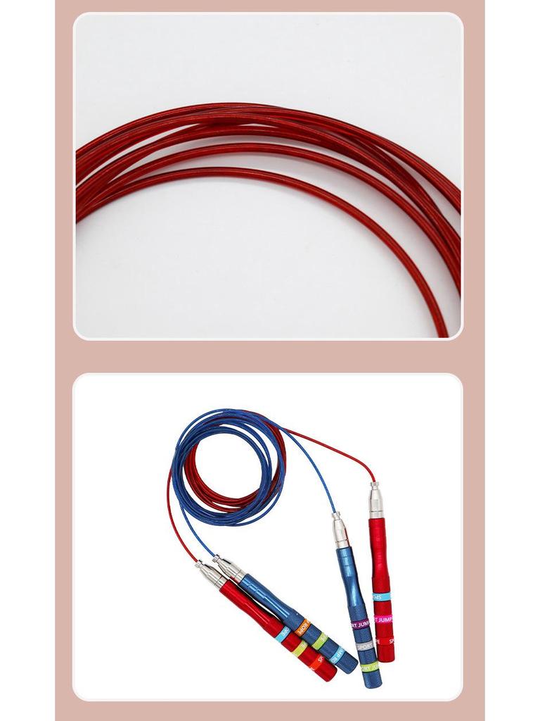 Verstellbares Stahlseil-Springseil mit Metallgriffen für Fitness - Geeignet für Erwachsene & Kinder