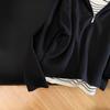 Fake Two-piece Hooded Long-sleeved Knitted Sweater Women's Autumn New Pleated Waist Design Top