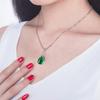 Silver Plated Red Corundum Pendant Necklace Women Green Agate Gemstone Short Choker Collarbone Jewelry