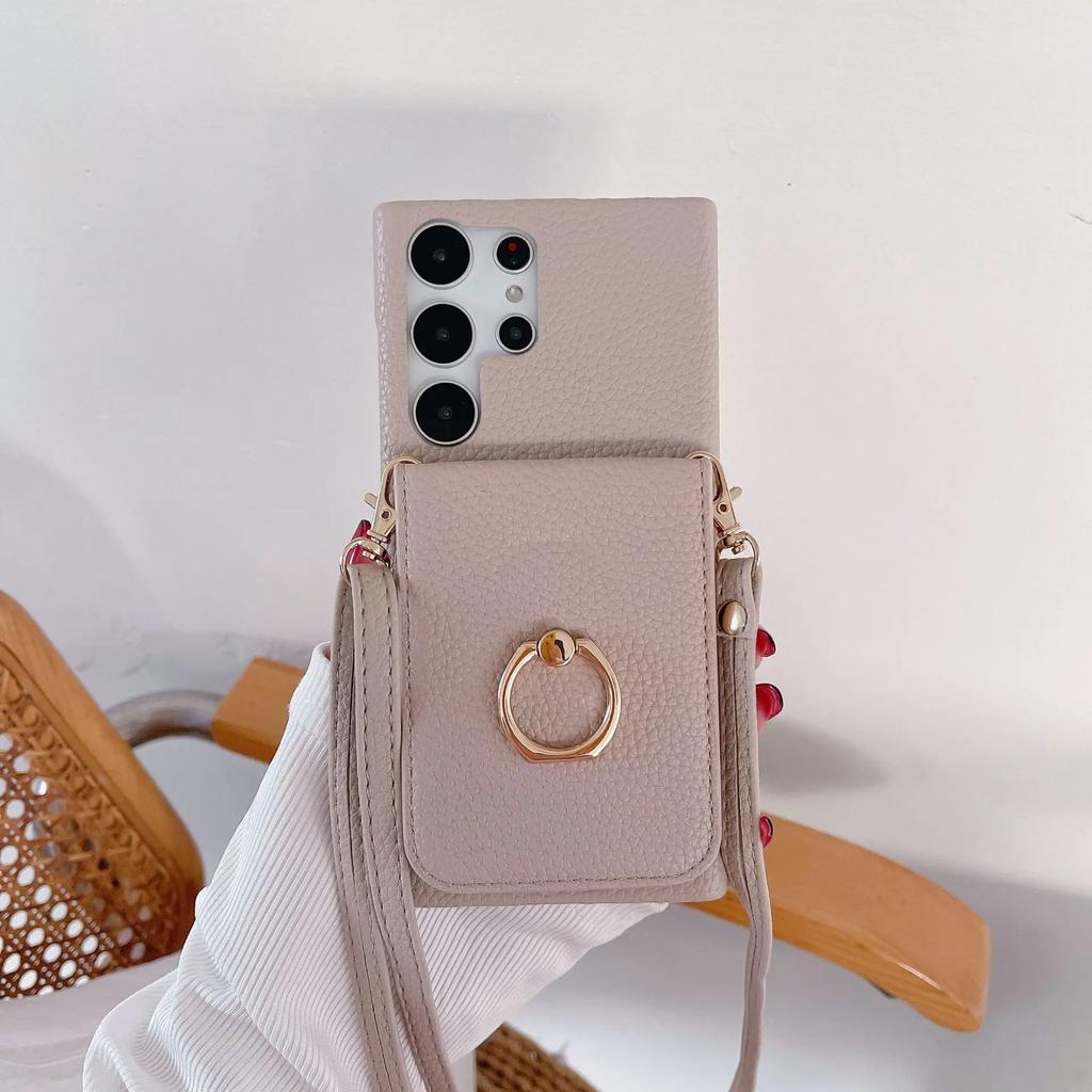 Ring Crossboby with Card Holder Phone Case for Samsung Galaxy S25 S24 S22 Ultra Plus S23 FEA25 A35 A55 A24 A34 A54 Back Cover