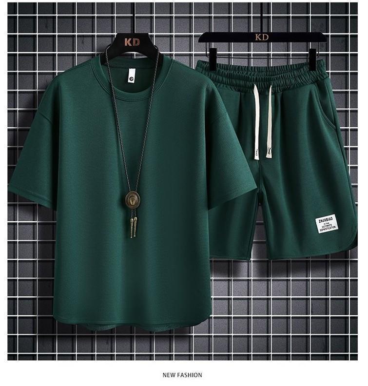 Men's Summer Quick-Dry Waffle Two-Piece Sports Suit