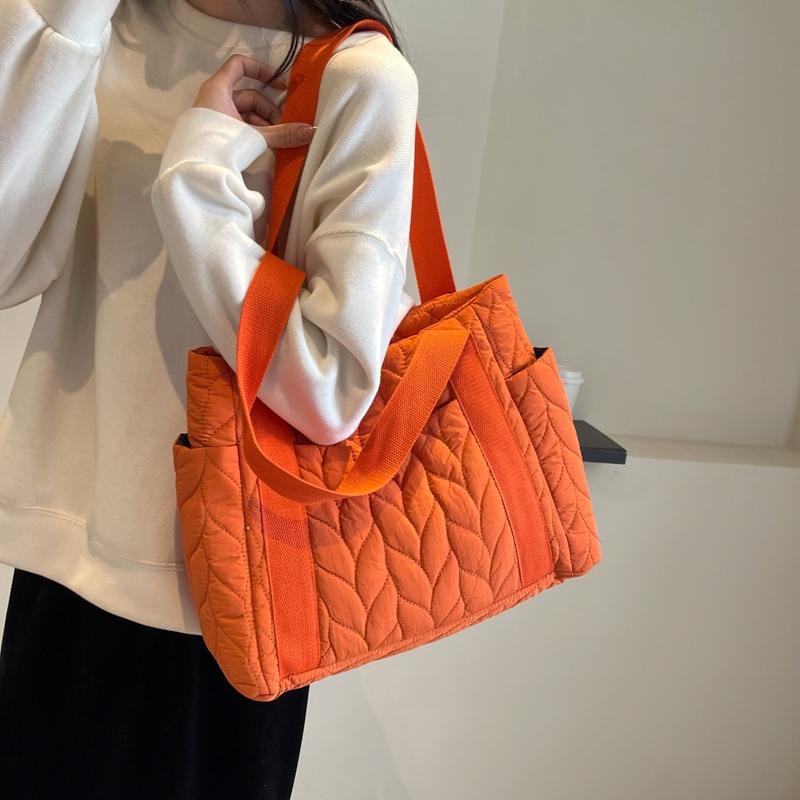 Gesteppte Tragetasche für Damen, modische, bauschige Umhängetasche, weich gepolsterte Handtasche für Schule und Arbeit
