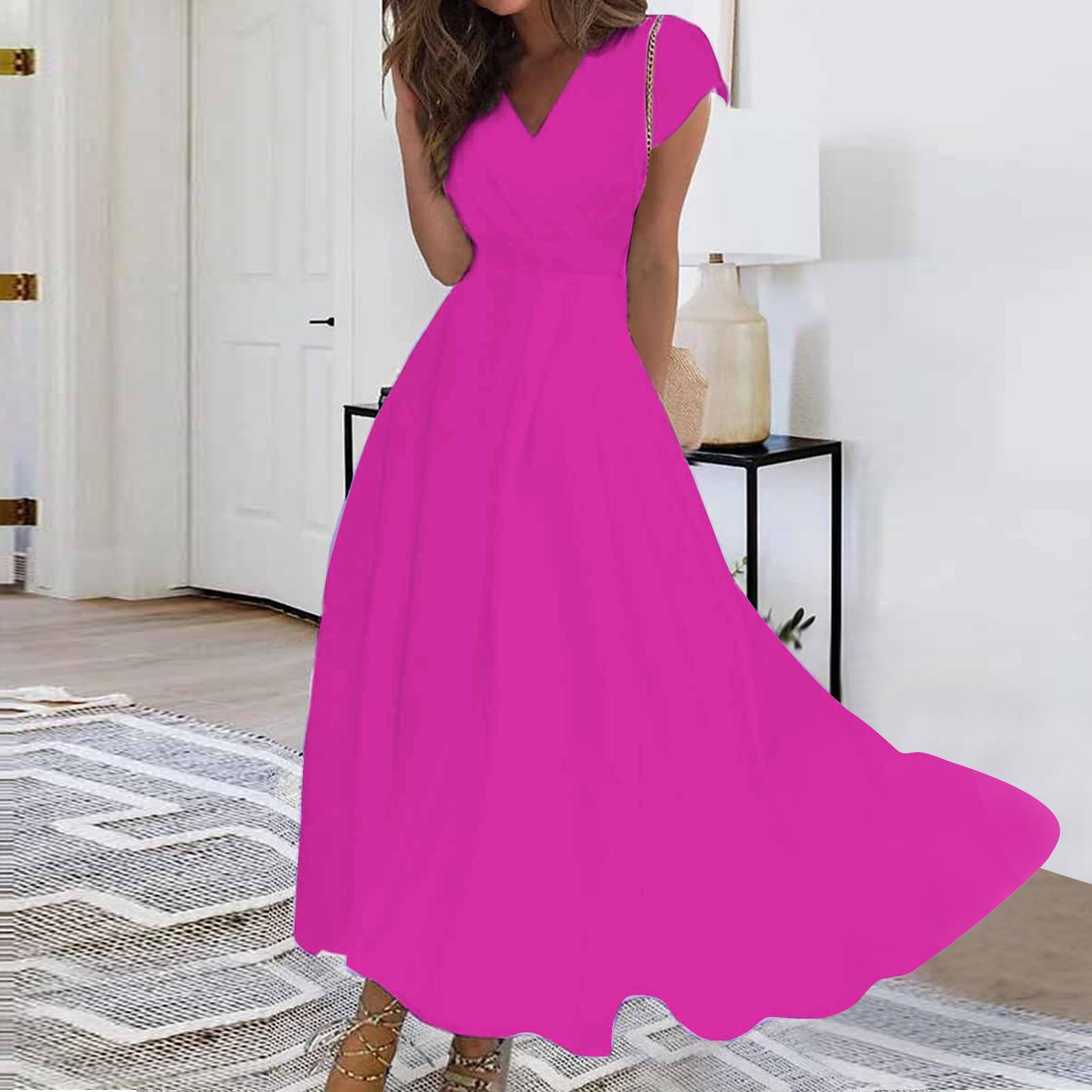 

Жен. Длинное платье Платье макси Повседневное платье Шифоновые платья Свободное платье Сплошной цвет На каждый день Для взрослых На открытом воздухе Повседневные платья С рюшами С короткими рукавами Платье с v-образным вырезом M