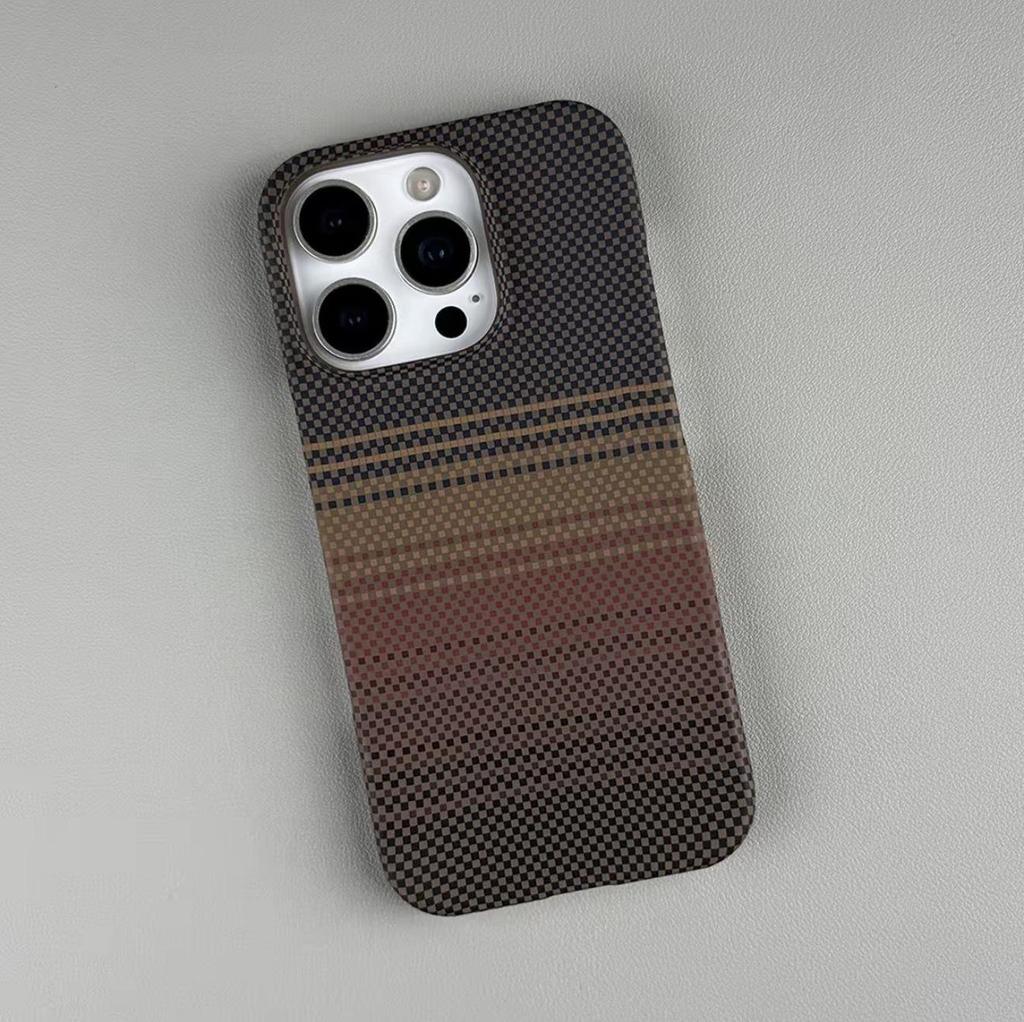 Kevlar Magnetic Case for iPhone 17 Pro Max - Sunset Mountains Design, Thin, Lightweight, Anti-drop