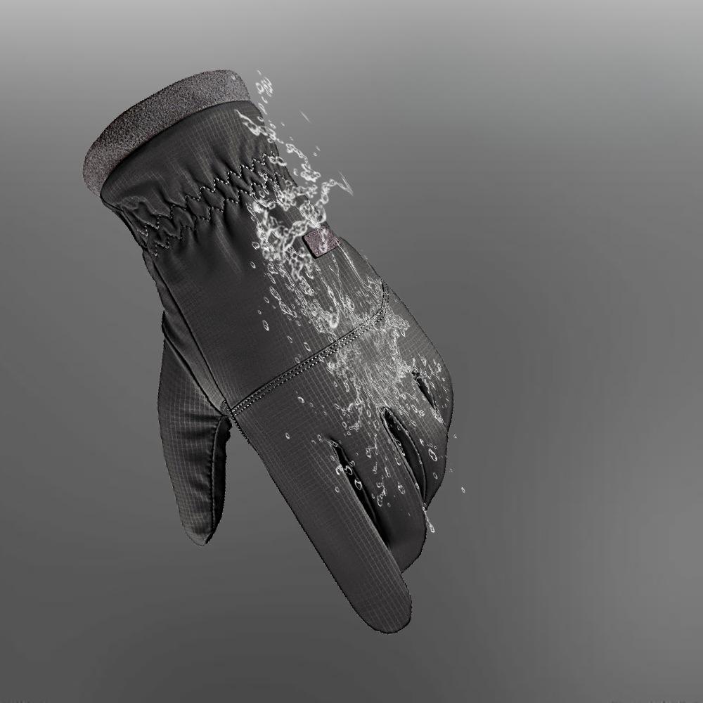 Warm Gloves for Men In Autumn and Winter Plus Velvet Thickened Outdoor Cycling Waterproof Cotton Windproof Cold Touch Screen Gloves