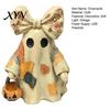 Farmhouse Style Fall Accents Lighted Vintage Patchwork Ghost, LED Light Ghost with Pumpkin Lantern Halloween Decor, Up Ghosts Lamp, Rustic Figurine
