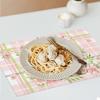 4/6pcs Bunny Floral Plaid Print Single-Sided Easter Placemat Set for Spring Table Decor