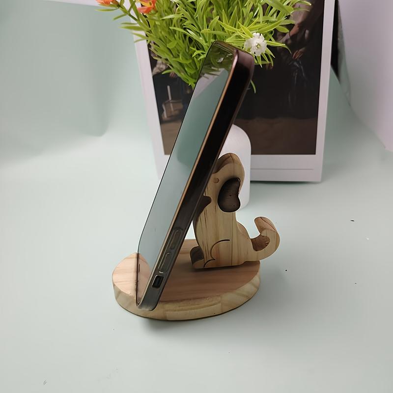 Kreativer fauler Handyhalter aus Holz Cartoon Welpe Massivholz Handyhalter Desktop Universal Handyhalter