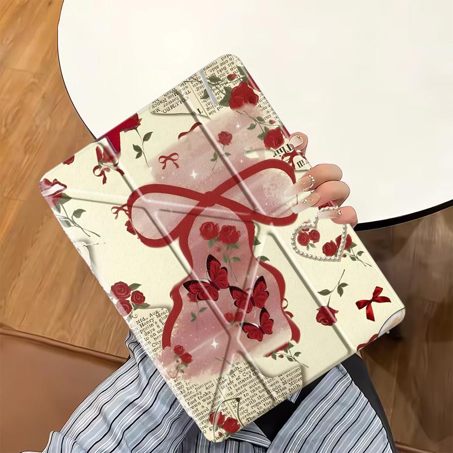 Rose Bow Tablet Case For iPad Air 4 5 M3 M2 1 2 M4 11inch Pro 2025 Mini 6 7 Pro 11th 10th 9th 8th 7th 12.9inch Holder Cover