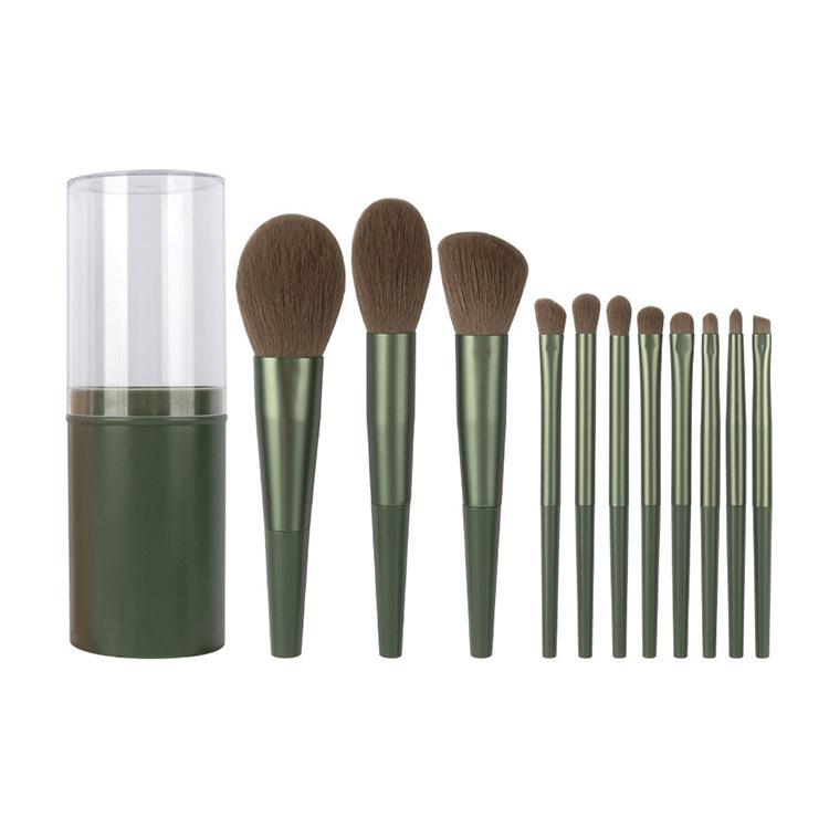 Makeup Brush Set Trade Assurance Foundation Case Shenzhen with Cylinder Factory Green Blush Pink 11pcs Opp Bag or Case or Box