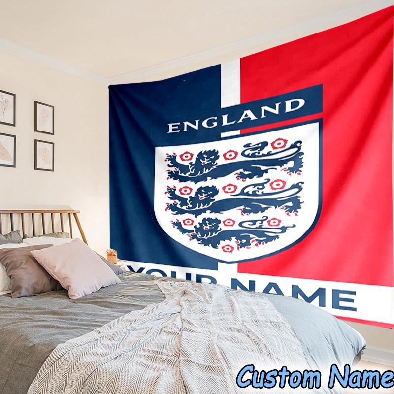 Custom Name England National Printed Tapestry, for Bedroom,Livingroom, dormitory, Large Wall Decor, Fabric Decor Fan Birthday Gifts