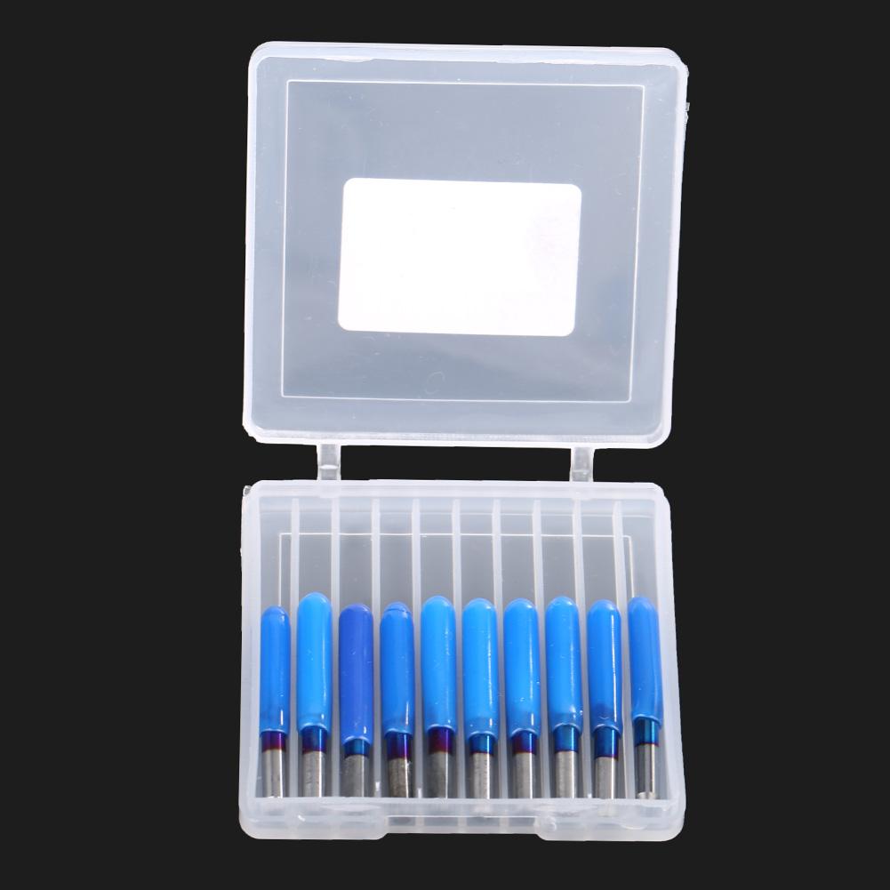 10Pcs box 3.175 Blue Plating Tungsten Steel Engraving Tool CNC Carving Tool (10 degrees * 0.4)