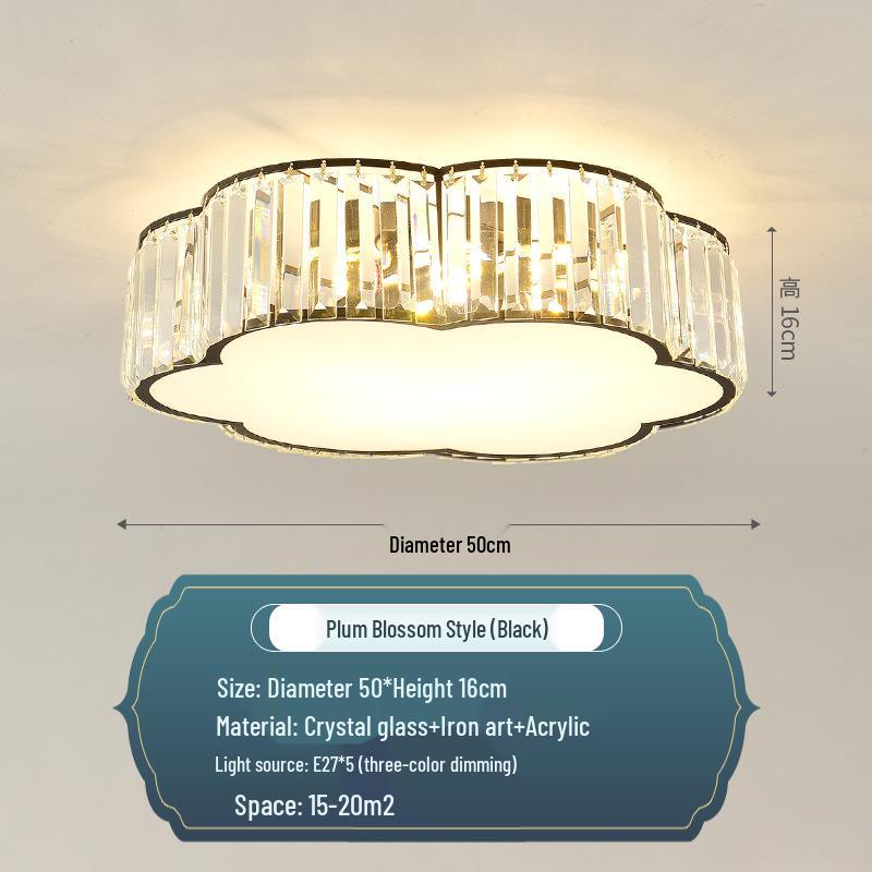 Modern Minimalist Round LED Crystal Ceiling Light for Bedroom, Living Room, Dining Room, and Study