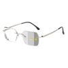 Fashion Photosensitive Color-Changing Frameless Trimmed Reading Glasses Anti-Blue Light Middle-Aged And Elderly High Definition Reading Reading