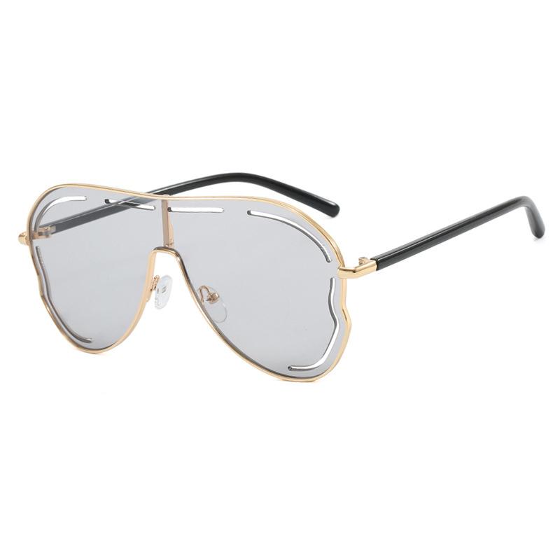 NEW Sunglasses Women Luxury Brand One-Piece Eyewear Shades   Oversized Hollow Alloy Frame Sun Glasses for Ladies Eyeglasses
