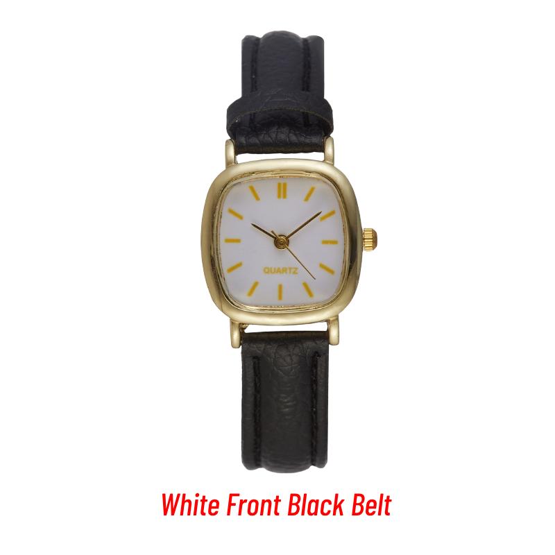 Square Minimalist Quartz Watch Women Petite Wrist Retro Synthetic Leather Strap