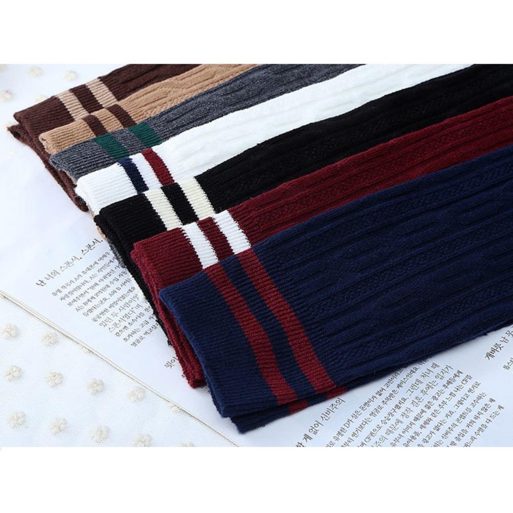 2019 College Style Stockings, Women's Two Bar Twists, Stacking Socks, Japanese and Korean Striped Stockings Over Knee Socks