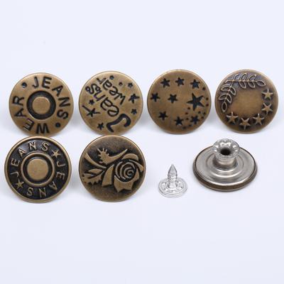 Jeans Buttons Metal Bobblehead Buttons Denim Jacket Buttons Round I-shaped Buttons Seam-free and Nail-free Buttons