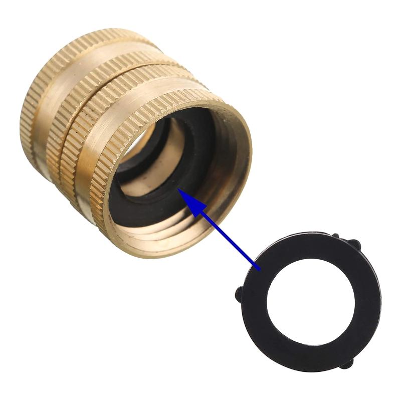 Hose Adapter Male to Male Female to Female Rustproof 3/4'' Brass Connector Anti Deformed 4 Pieces Adapter with Washers