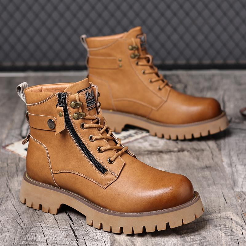 New Fashion Brand Male Motorcycle Boots Comfortable Ankle Boots for Men Leisure Walking Shoes All-match Botas Man High Top Shoes