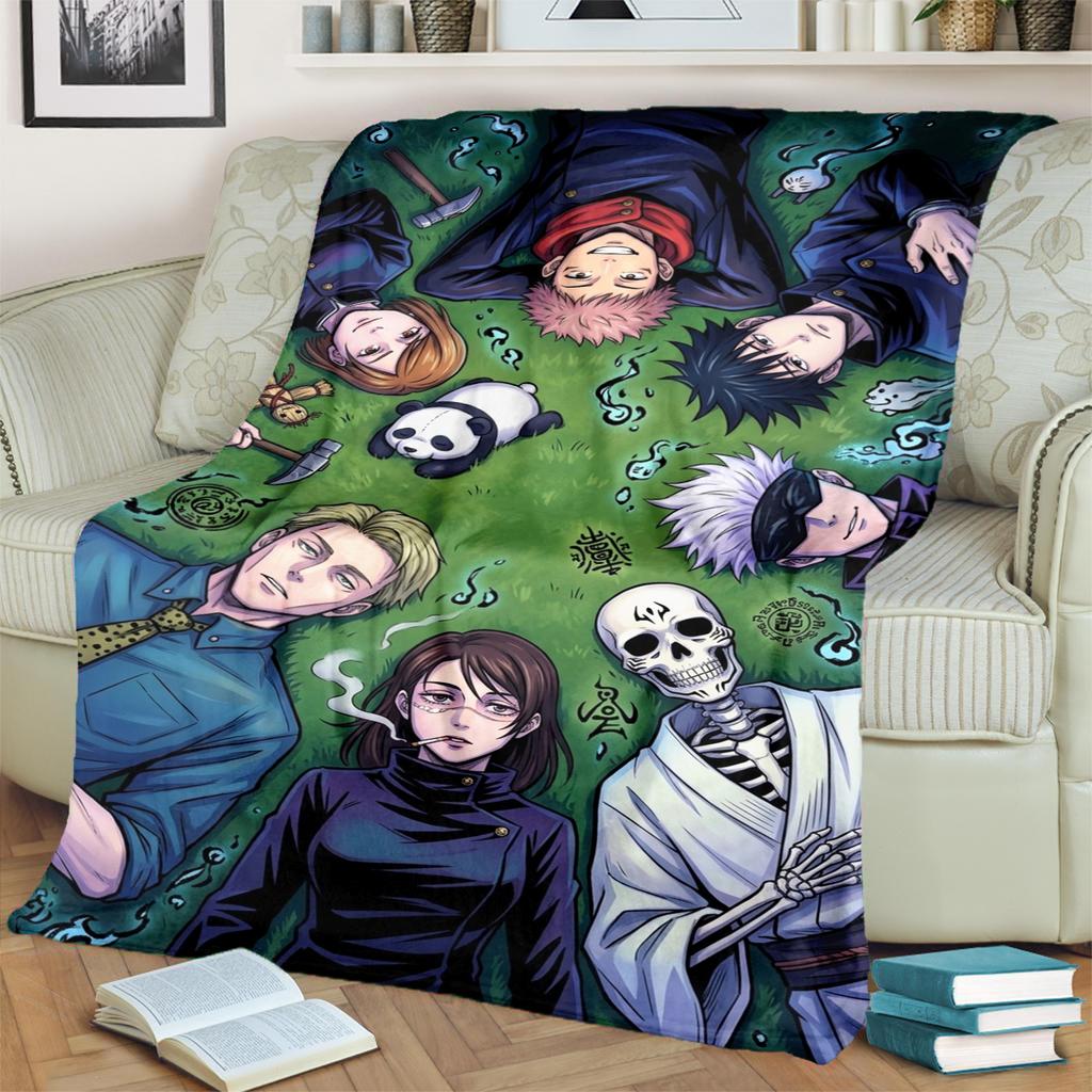 Jujutsu Kaisen Warm Flannel Blanket Print Comfortable for Bedrooms, Picnics, Sofas, Beds, Chairs, Travel-kwq142