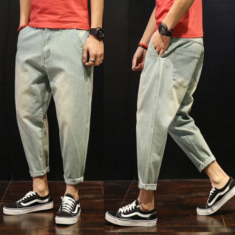 MILL MALL Zomer Gebroken Gat Negen Jeans Mannen Losse Casual Broek Mannen Dunne Tij Broek Rechte Broek Harlan Broek 28