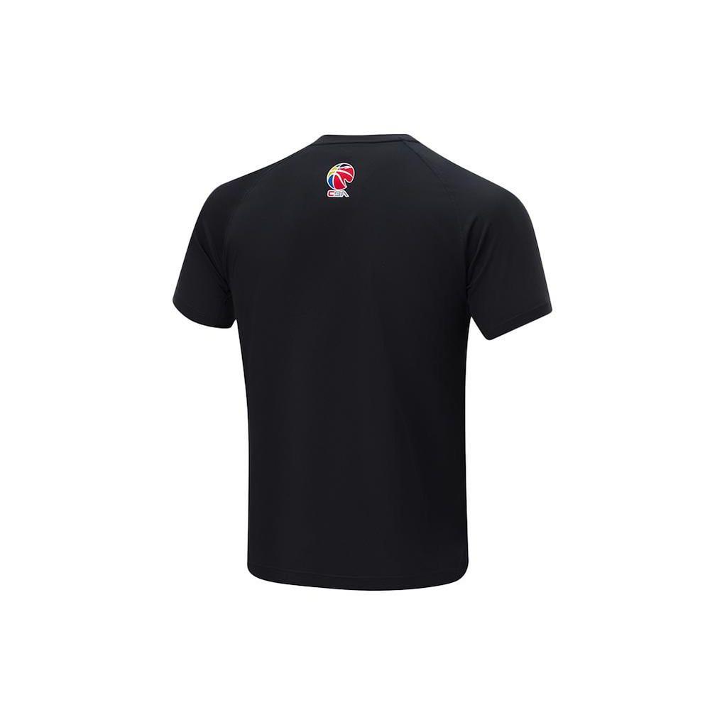 Li Ning CBA Series Playoffs Guangdong Team Breathable Comfortable Short Sleeve T-Shirt Men T-Shirt Black AHSUB89-2