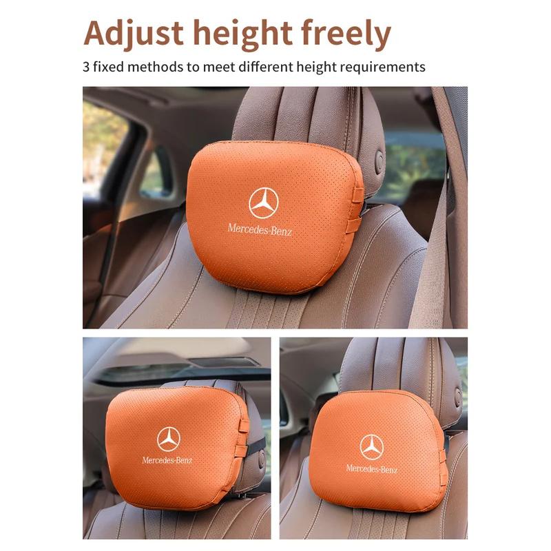 Car Sticker For Mercedes-Benz A B C E S V R-Class A45 C43 CLA GLA GLB GLC GLE SLK Car Headrest Neck Support Lumbar Rest Cushion 