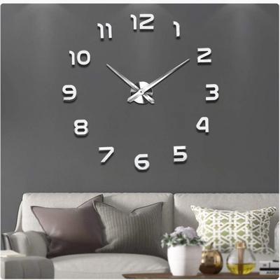 3D DIY Wall Clock Arabic Numerals Clock Frameless Mirror Surface Wall Sticker Home Decor for Living Room Bedroom