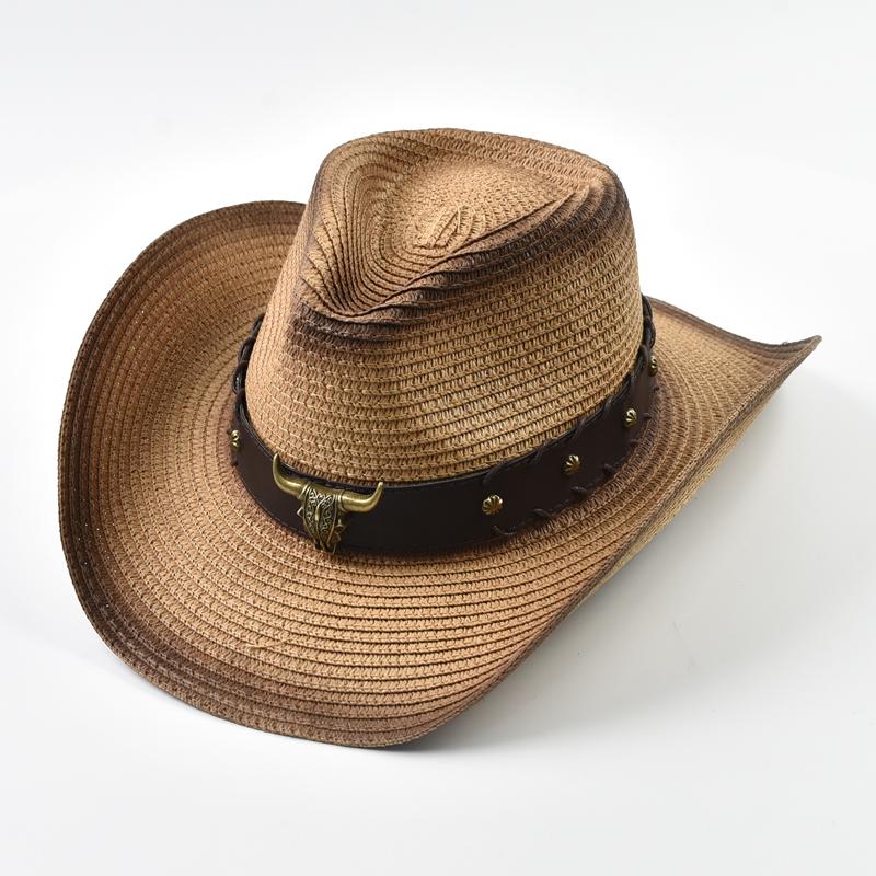 Cappello di Paglia Panama per Uomo Donna Estate Pieghevole Antivento Cordino Cappelli da Sole da Spiaggia Stile Occidentale da Viaggio Cappello da Cowgirl
