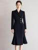 2025 Spring Hepburn Style Women's Black Fishtail Suit Dress: Elegant and Professional