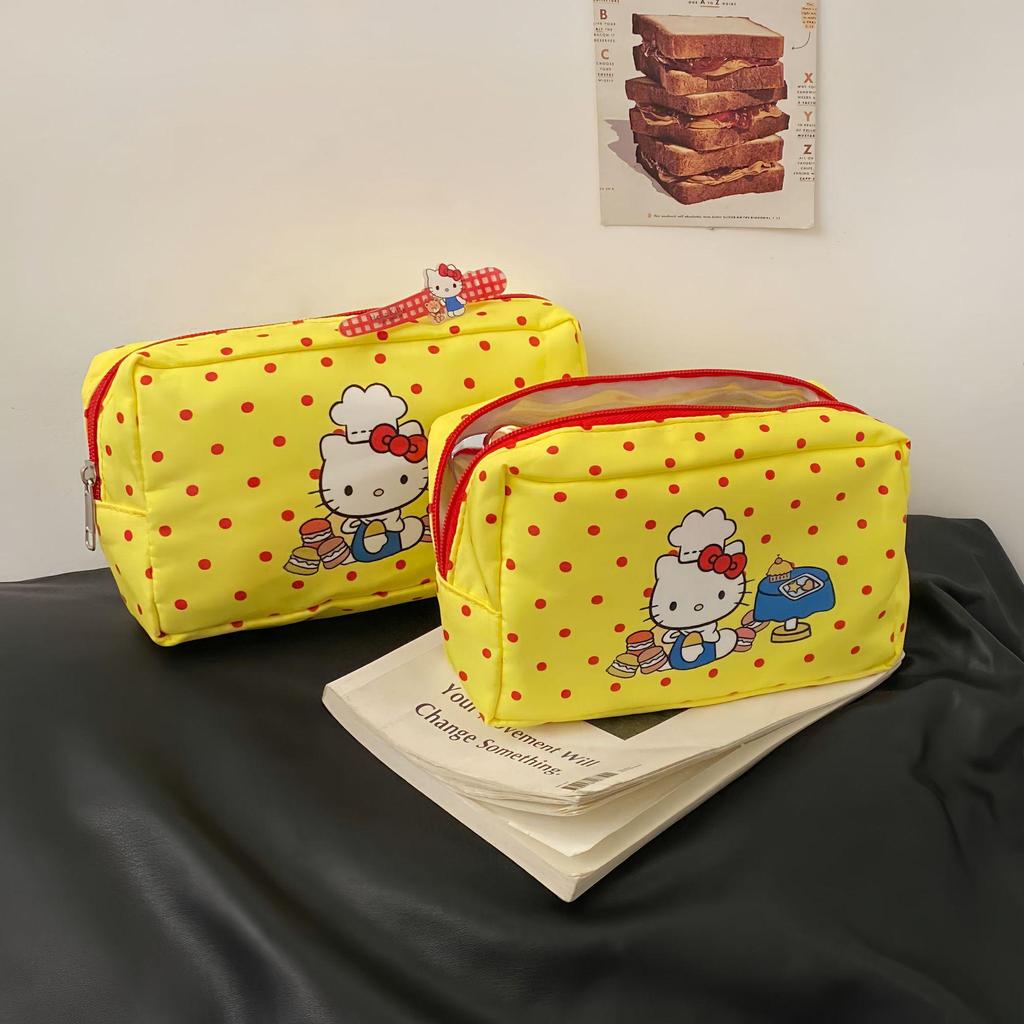 Japanese Polka Dot Cat Makeup & Travel Storage Bag - Large Capacity, Portable Women's Pouch