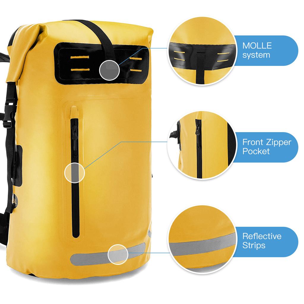 Waterproof Backpack Heavy Duty Roll-Top Dry Bag for Kayaking Rafting Boating