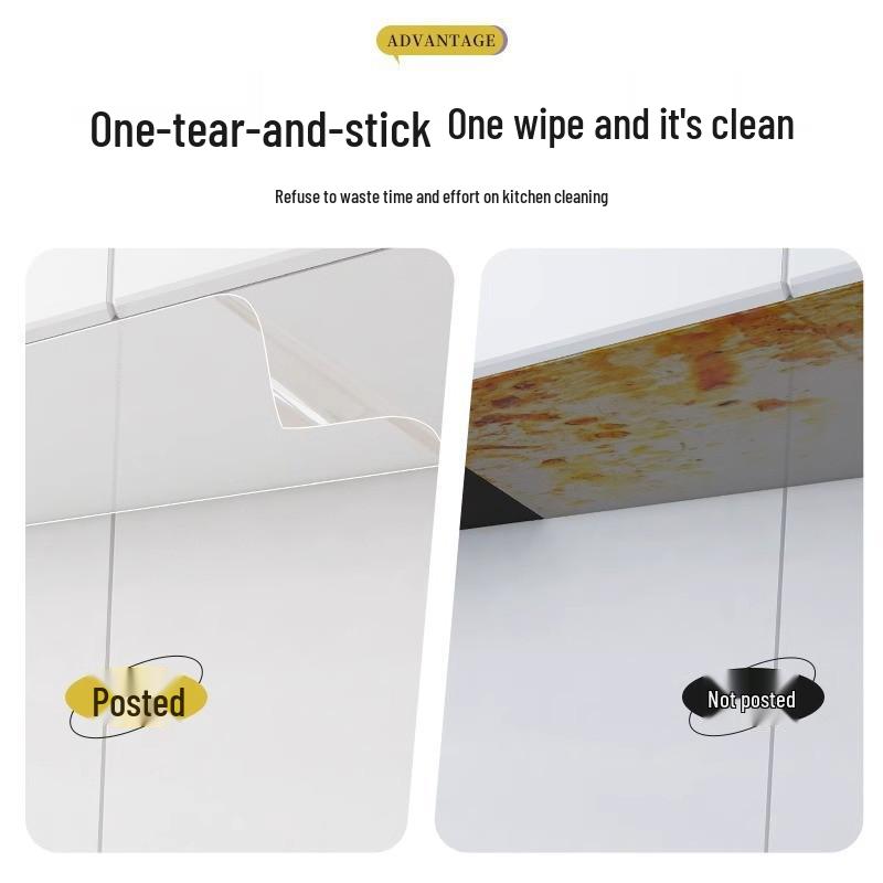 Transparent Oil-Proof Kitchen Stickers: Waterproof, Heat-Resistant, Static Cling Tile & Glass Stickers for Range Hoods