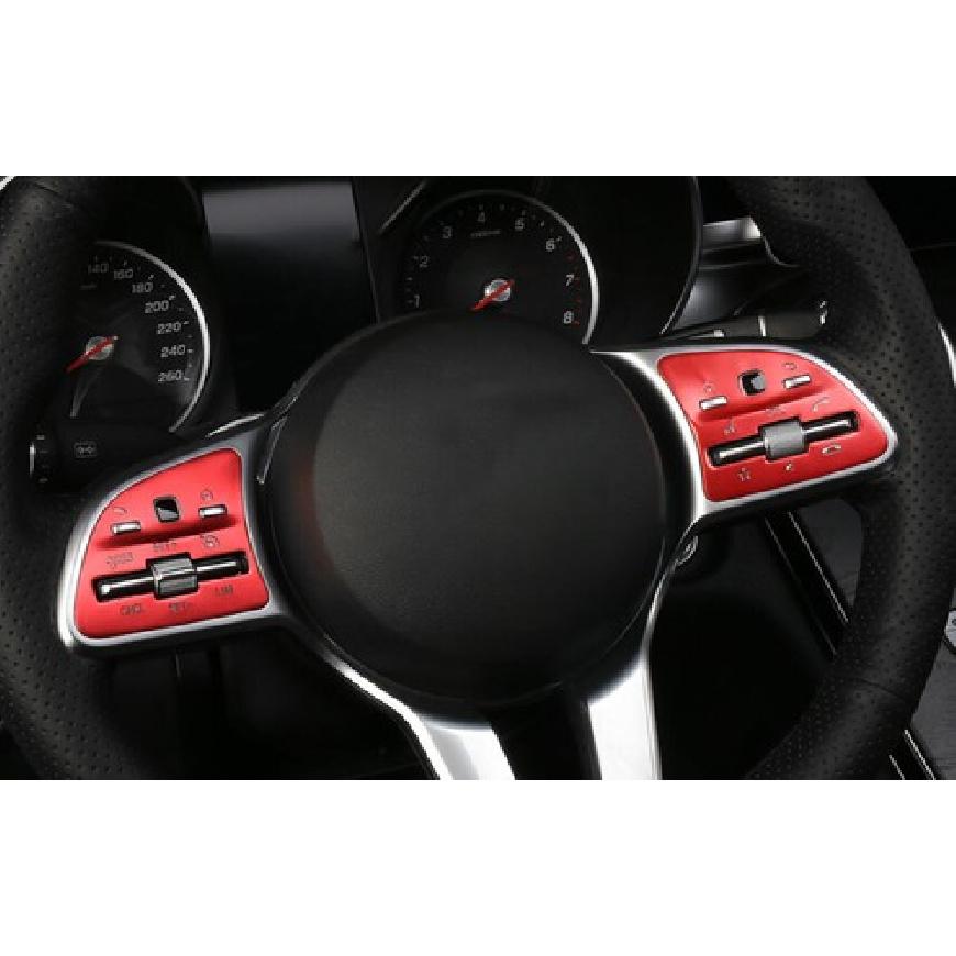 Red Aluminum Steering Wheel Switch Cover Trim For Benz C-Class 2019 2020-2021