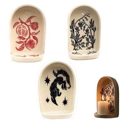 Arte de Parede Nicho Sagrado de Parede Bandejas de Joias Suportes para Velas para Quarto Banheiro Sala de Jantar
