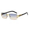 Fashion Rimless Sunglasses Women Men Cheetah Decoration Rectangular Designer Sun Glasses