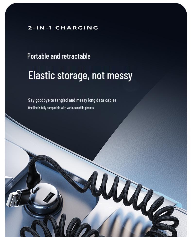 CarPlay Screen Mirroring LED Retractable USB Charging Cable with Custom Logo - Type-C Mobile Data Cable