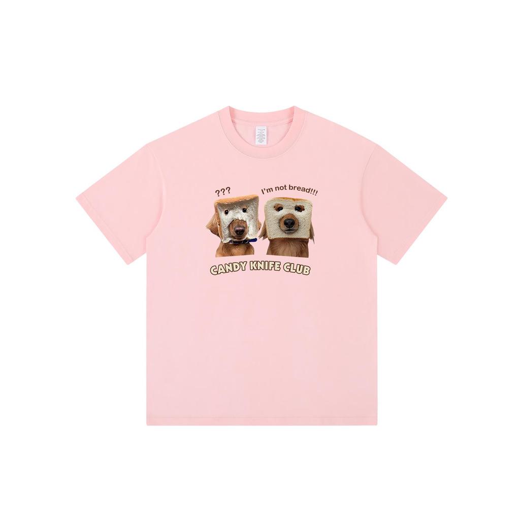 Unisex Brot Hund Print Lässiges Kurzarm Baumwoll-T-Shirt