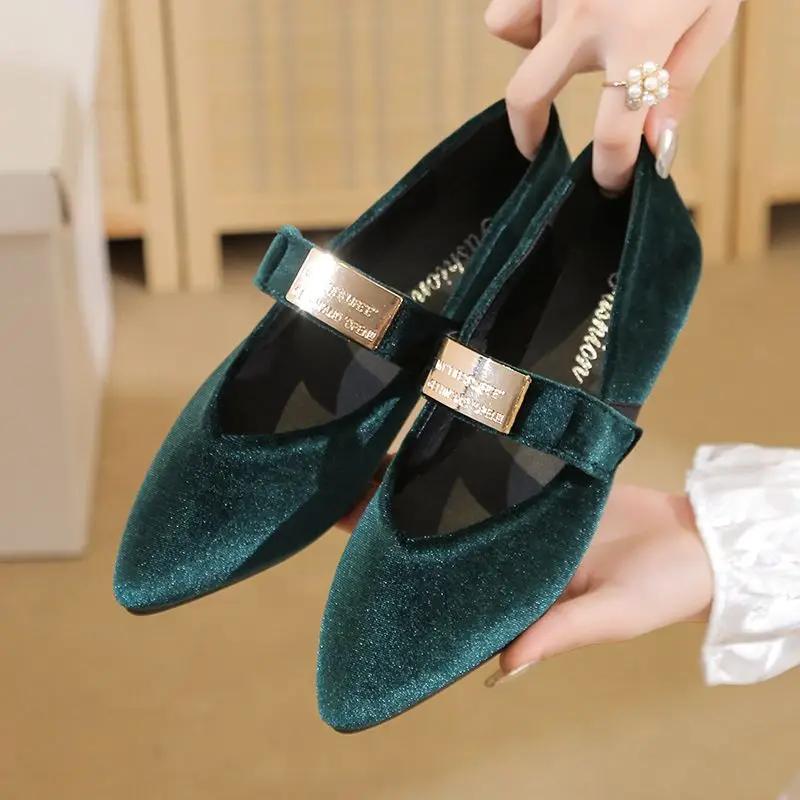 Fashion Ladies Footwear Purple One-line Buckle Office Pointed Toe Spring Summer 2025 Slip On Shoe With Discount Non Women's Flat Shoes