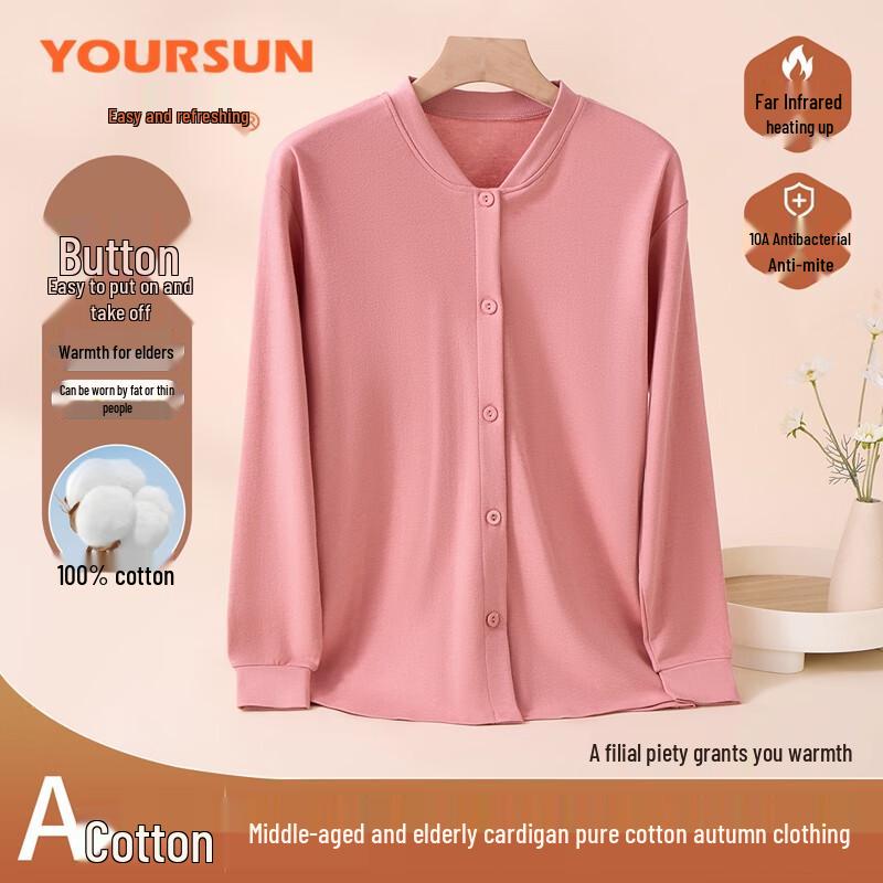 

Yiershuang Women s Mid-Aged & Elderly Pure Cotton Thermal Cardigan Top