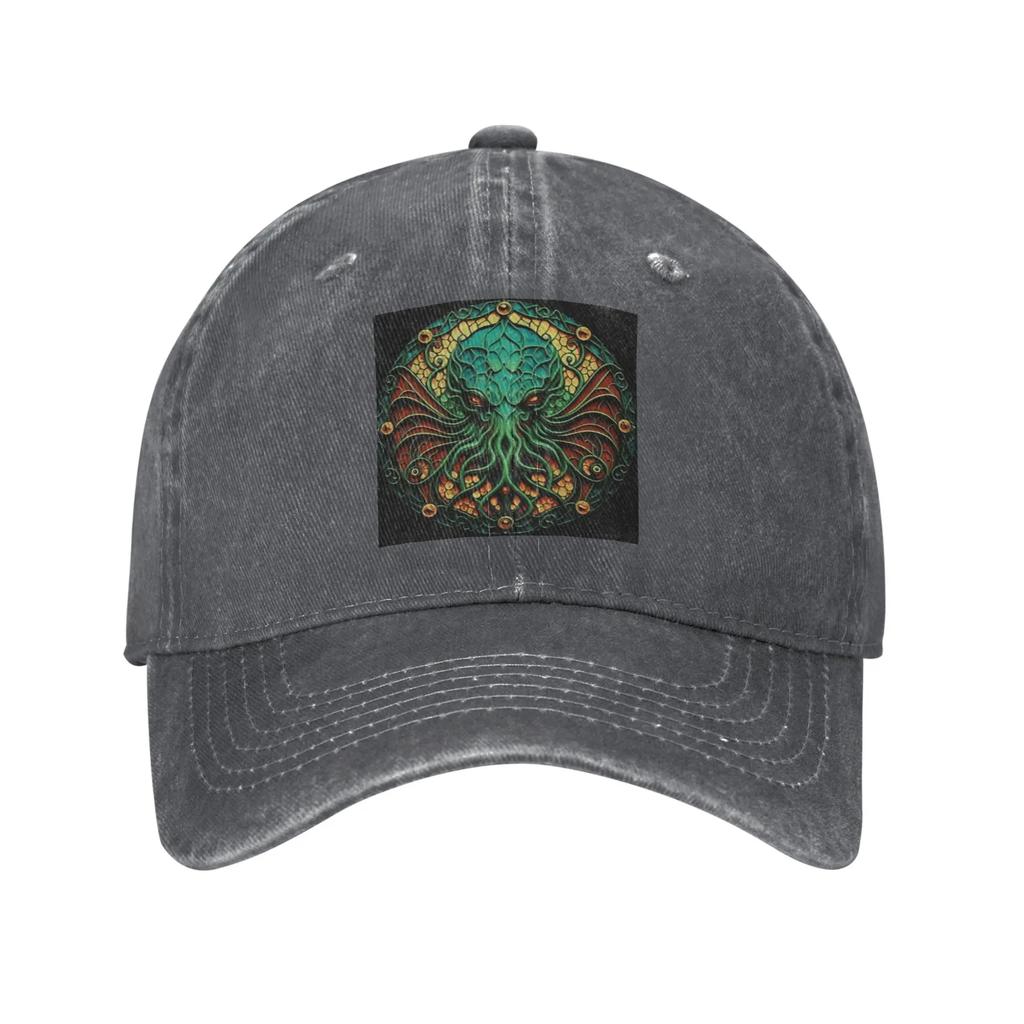 Green Cthulhu Octopus With Tentacles And Teeth Denim Cap Casual Baseball Caps Adjustable Hat Summer Unisex Baseball Hats